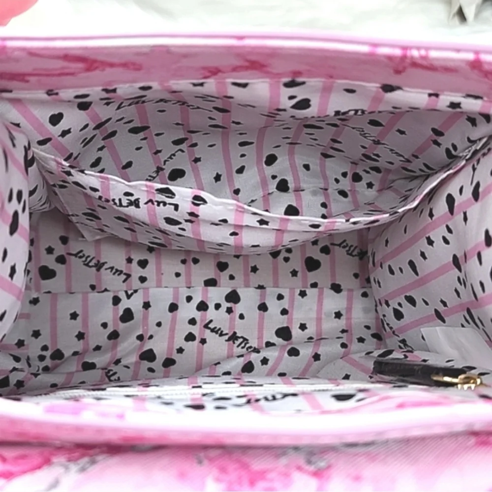 Betsey Johnson Pink Marbled Cat Design Backpack Purse